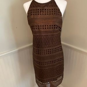 NWT WHBM Chocolate Shimmer Foil Dress Size 6
